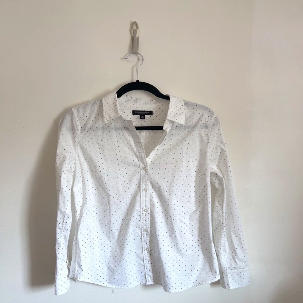 White Navy Dot Tailored Shirt